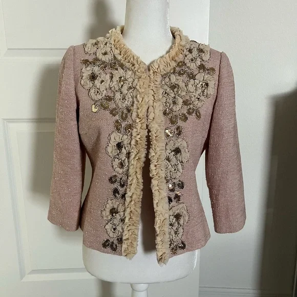 Boston Proper Pink Floral Embellished Blazer - Picture 1 of 10